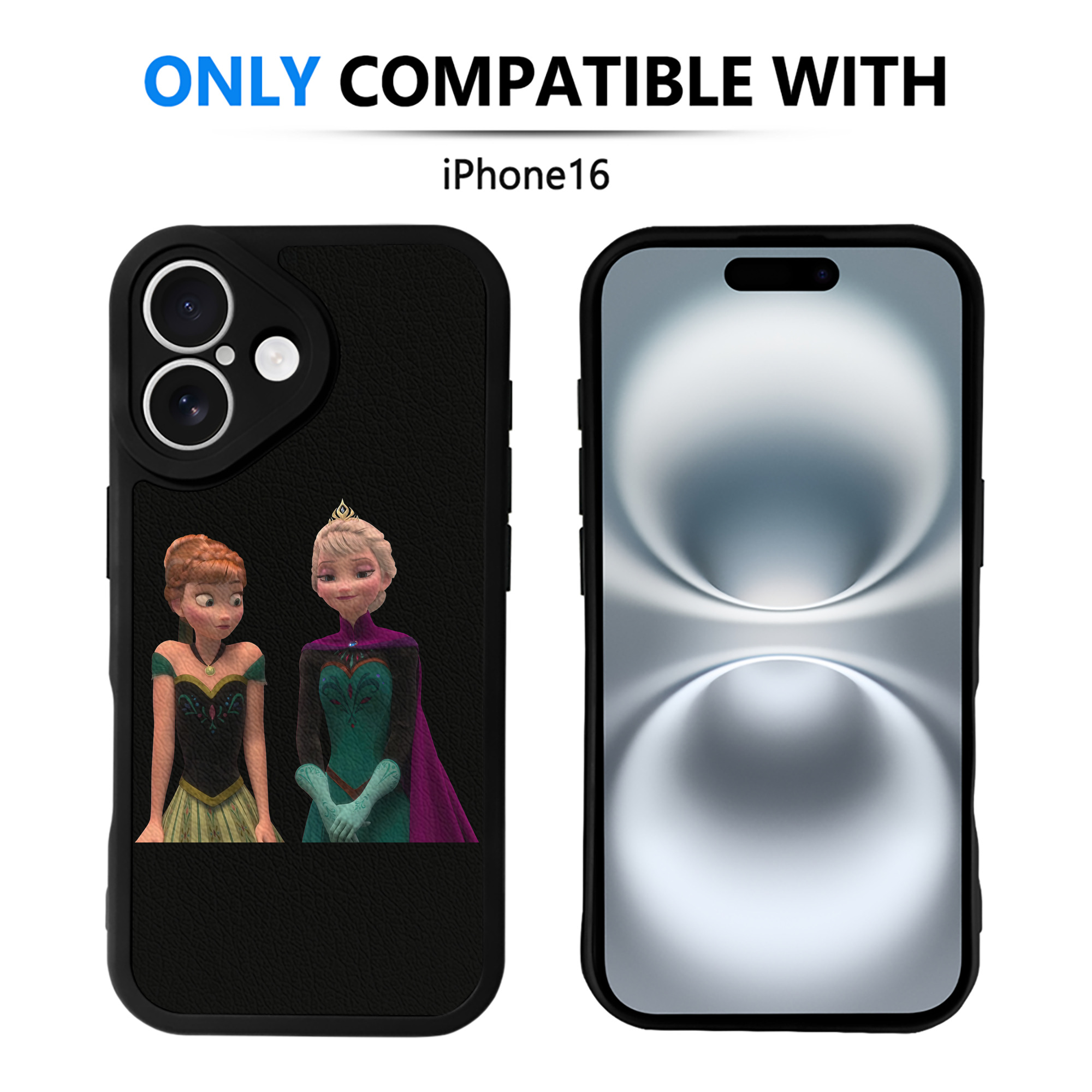 （画像用） アナと雪の女王 アンナ エルサ Frozen Anna Elsa 【iPhone 16シリーズ対応】シリコンスマホケース（レザー調） 材質：シリコン